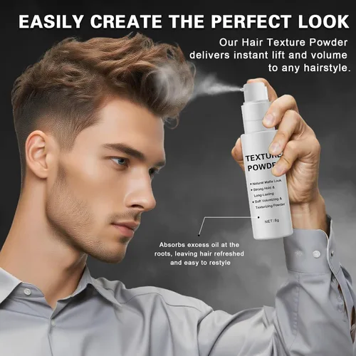 Vista 7 de Polvo para peinar el cabello para hombres y mujeres, aerosol en polvo para textura de cabello Ligero y voluminizante, acabado mate natural, fuerte