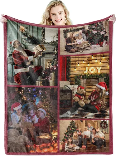Vista 12 de Youltar Regalos personalizados para el día de la madre para mamá, manta de fotos personalizada de hija e hijo, 6 collages de fotos de 30 x 40