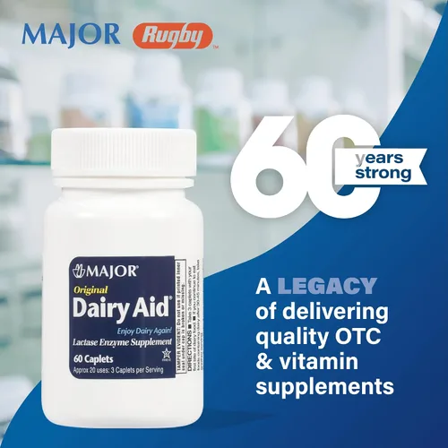Vista 6 de MAJOR Original Dairy Aid - Suplemento de enzima lactasa - 60 cápsulas (paquete de 1)