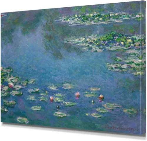Vista 67 de IPIC - Reproducción artística de los lirios de agua de Claude Monet 1906, impresiones giclée coinciden con el marco dorado clásico, arte de pared