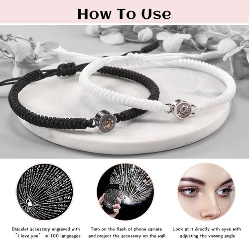 Vista 3 de Pulseras PZXHRY para pareja, mejores amigos, madre e hija, amistad, pulsera a juego para él, ella, mejor amiga, mamá, hija, cumpleaños, Navidad