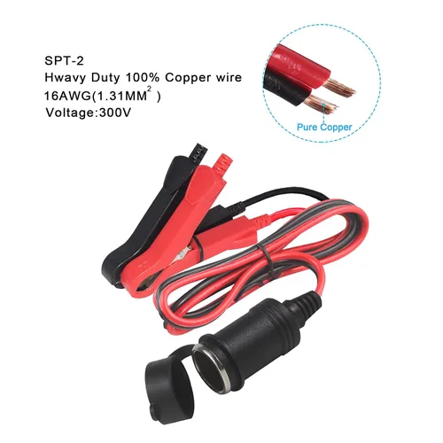 Vista 3 de Adaptador de encendedor de cigarrillos Abrazadera de batería 3 pies 16 AWG Alligator Clips a Femenino Coche Negro+rojo 3FT 16AWG