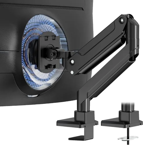 Vista 7 de PUTORSEN Brazo de monitor ultraancho de 17-49 pulgadas, hasta 44.1 lbs, brazo de monitor resistente, soporte de monitor de aluminio premium