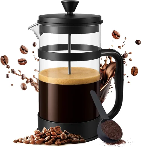 Vista 13 de Utopia Kitchen French Press - Cafetera de café expreso y té con filtros triples, émbolo de acero inoxidable y vidrio de borosilicato resistente al