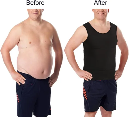 Vista 2 de Lgtfy Camisetas de compresión para hombre de ginecomastia, camiseta sin mangas adelgazante, camisetas con control de abdomen, cambio en segundos