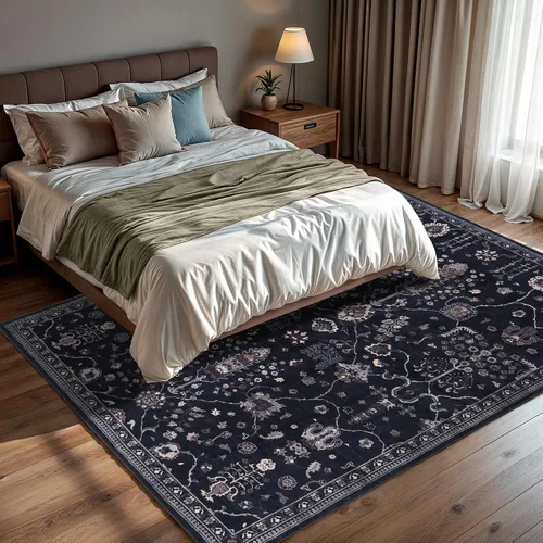 Vista 60 de GLN Rugs Traditional Collection - Alfombra de felpilla lavable a máquina, tradicional lavable, antideslizante, alfombra de felpilla de pelo corto