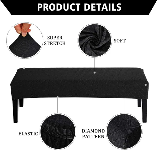 Vista 2 de Balana Fundas de banco de comedor jacquard, funda tapizada de elastano elástica, antipolvo, extraíble, lavable, protector de asiento para sala