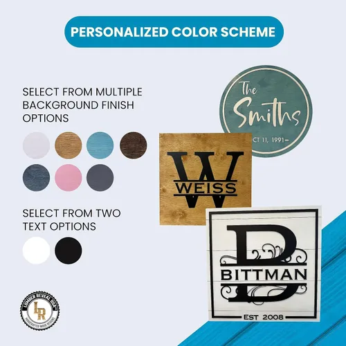 Vista 3 de Lumber Reveal USA Letreros personalizados con nombre de familia para decoración del hogar, letrero de madera cortado con láser con diseño de varias