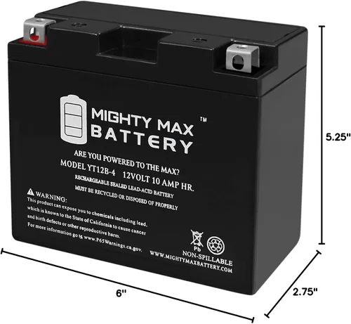 Vista 9 de Mighty Max Battery YT12B-4 SLA 12V 10AH Batería para Yamaha 650CC XVS650 V-Star 1998-2011