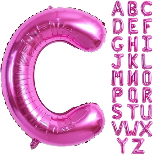 Vista 29 de TONIFUL Globos grandes de 40 pulgadas de color rojo rosa con letras B, globos gigantes de letras del alfabeto, globos grandes de Mylar