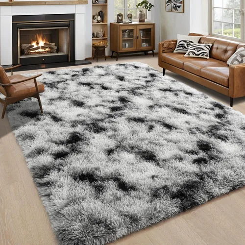 Vista 106 de Noahas Alfombras de Área Grandes y Esponjosas de 5x8 pies para Sala de Estar y Dormitorio, Alfombra Gruesa de Pelo Largo Beige y Blanca, Alfombra