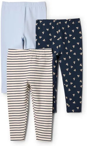 Vista 15 de Amazon Essentials x Sofia Grainge - Leggings unisex de algodón transpirable hasta el tobillo, paquete de 3 Azul / Rayas