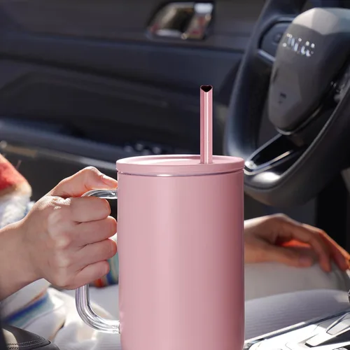 Vista 3 de NiHome - Juego de 10 pajitas de acero inoxidable con forma de corazón de 30 cm para vaso Stanley de 40 oz, con 2 cepillos de limpieza, reutilizables
