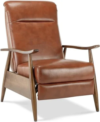 Vista 12 de Solaris Silla reclinable de piel sintética negra con brazo de madera