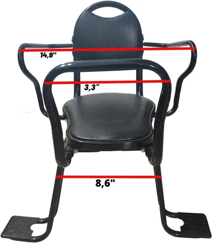 Vista 3 de Asiento trasero de bicicleta para niños, asiento trasero de bicicleta para niños, asiento trasero de bicicleta con reposabrazos, pedales y arnés