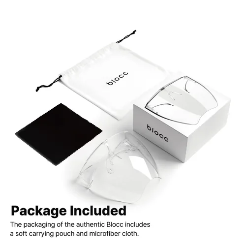 Vista 6 de Blocc Protector facial – Protector facial de seguridad de plástico transparente, visera completa para usuarios de lentes, antivaho y arañazos