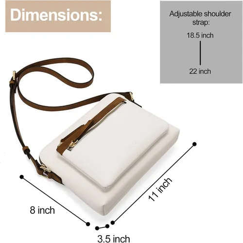 Vista 3 de CLUCI Bolso cruzado para mujer, con múltiples bolsillos, de piel vegana, bolso de hombro pequeño, bolso de hombro para verano, viaje, diseñador