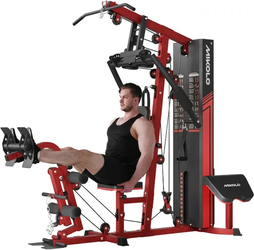 Vista 10 de Mikolo Gimnasio en casa, estación de entrenamiento con pila de pesas de 150 libras, equipo multifuncional de gimnasio en casa, equipo de ejercicio