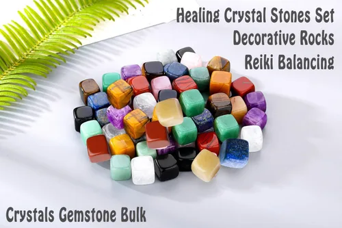 Vista 2 de DUQGUHO Juego de 49 piezas de piedras de cristal curativas para chakras, piedras pulidas rodadas, cristales a granel, amatista, lapislázuli, cuarzo