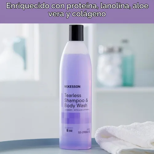 Vista 2 de McKesson Champú sin lágrimas y gel de baño con aloe y vitamina E, aroma a lavanda, 8 onzas, 1 unidad