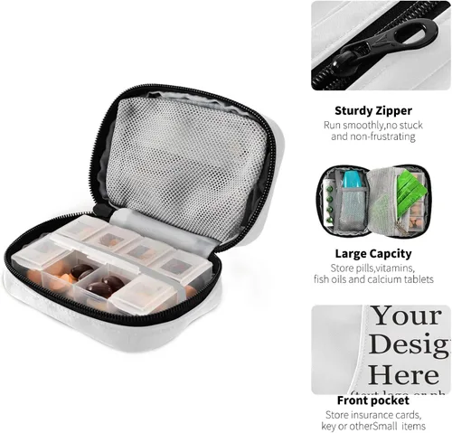 Vista 4 de Pastillero personalizado personalizado para 7 días, organizador de píldoras de viaje, pastillero semanal portátil, contenedor de suplementos