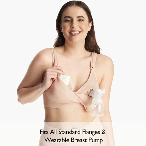 Vista 7 de Momcozy Lycra Pumping Bra Hands Free with Fixed Padding, Comfortable Support Pumping and Nursing Bra in One