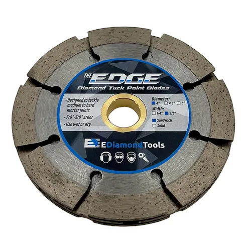 Vista 12 de Hoja de punto de inserción estilo sándwich de diamante de 4 pulgadas para extracción de juntas de mortero, ancho de segmento de doble capa de 1/4