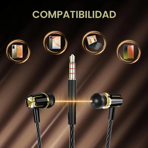Vista 6 de Rayleigh Paquete de 5 auriculares con cable, auriculares con micrófono, auriculares con bloqueo de ruido estéreo de graves pesados, compatibles