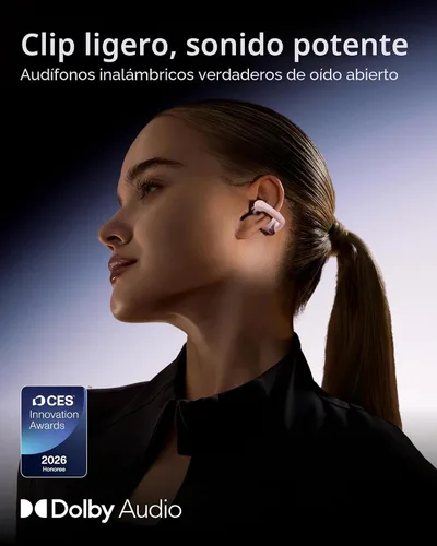 Vista 2 de SHOKZ OpenDots ONE - Auriculares de oído abierto, Auriculares de clip - Auriculares inalámbricos Bluetooth con micrófono - Seguros, ligeros, Rosa