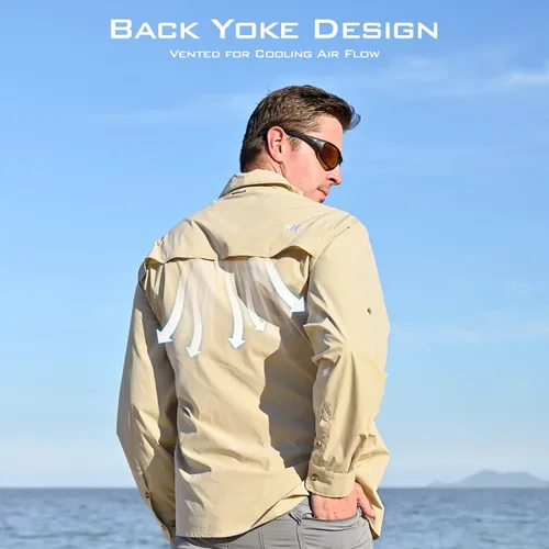 Vista 6 de KastKing ReKon Mens Fishing Shirts Smart Design UPF 50 Quick-Dry Breathable Roll-Up Long Sleeve Button-Down Shirts