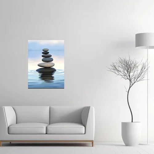 Vista 4 de QIXIANG Lienzo de arte para pared, pintura de piedra zen, arte de meditación, spa, arte para spa, sala de yoga, baño, decoración de pared