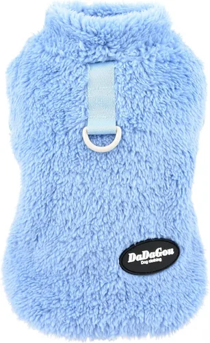 Vista 5 de SMALLLEE_LUCKY_STORE Suéter de forro polar Sherpa para mascotas, suéter de cuello alto con anillo en D, sudadera suave para perros pequeños, gatos