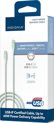 Vista 14 de Insignia Cable trenzado USB-C a USB-C (5 pies, morado claro)