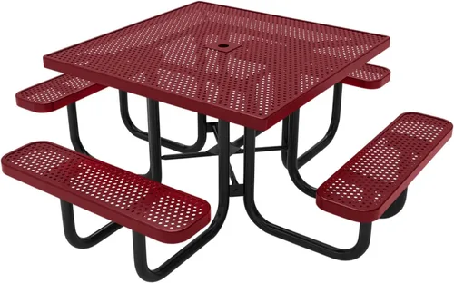 Vista 81 de COATEDOUTDOORFURNITURE Mesa de picnic cuadrada de 46 pulgadas, expandida, color negro