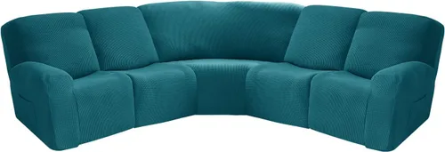 Vista 25 de MIFXIN Funda para sofá reclinable esquinero de 5 asientos, fundas elásticas de punto jacquard elástico de 7 piezas para sofá reclinable