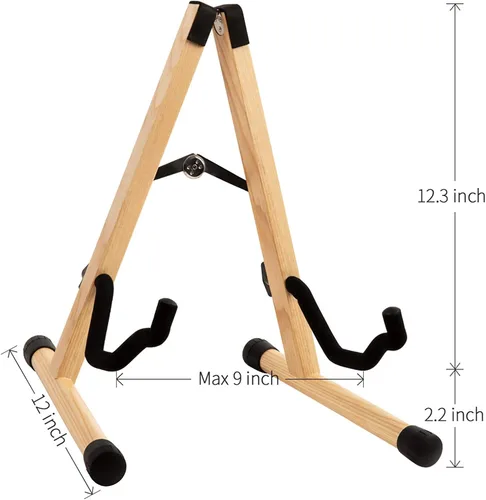 Vista 5 de SNIGJAT Soporte de madera acústico, mini eléctrico ajustable, soporte de guitarra para guitarra con acolchado de espuma, soporte de bajo plegable