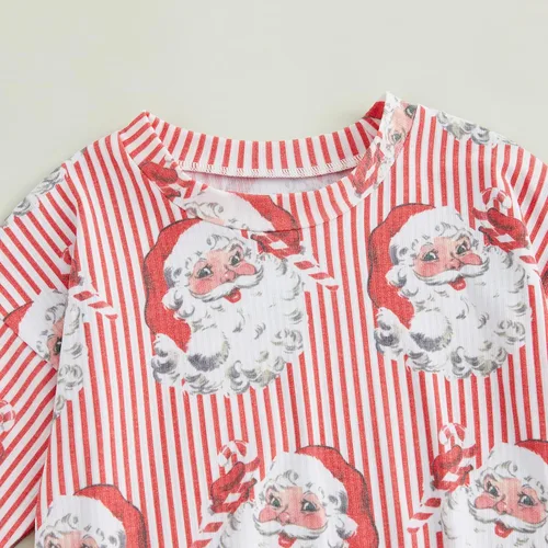 Vista 4 de Traje de Halloween para bebé y niña, camiseta y pantalones divertidos de fantasma, manga larga, cuello redondo, ropa linda