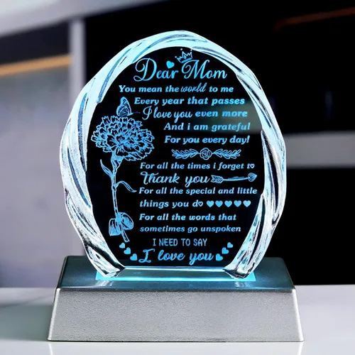 Vista 9 de Regalos para hija de mamá papá, regalos de cumpleaños para el día de la madre para hija adulta, recuerdos de cristal para mi hija, regalo