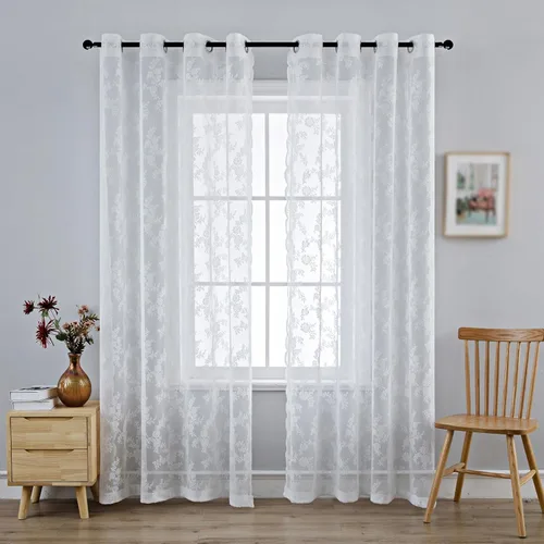 Vista 11 de Anytime Paneles de Cortinas Transparentes Arcoíris para Sala de Estar Elegantes Juegos de Tratamiento de Ventanas Translúcidas Filtrantes de Luz