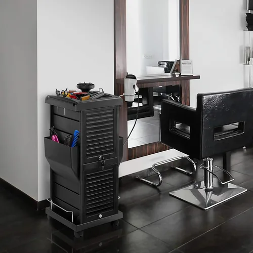 Vista 4 de Saloniture Carrito Trolley Rodante con Cierre Premium con Bolsillos - Negro