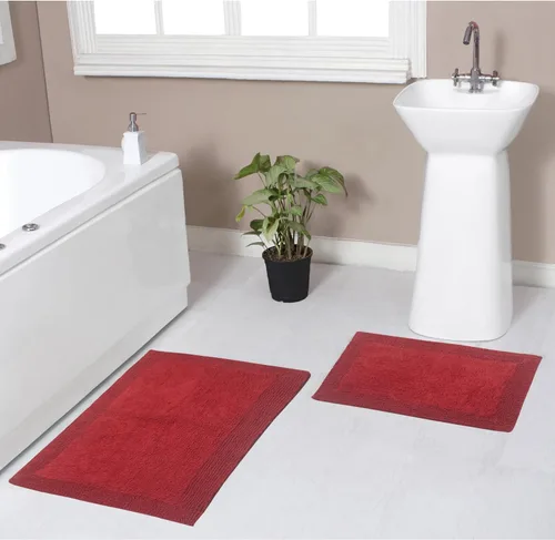 Vista 59 de Home Weavers Luxury Collection 100% Cotton Reversible Bathroom Rugs Set, Washable Rug, Soft Cotton Extra Soft and Absorbent Bath Rug, Kitchen Mat, 2