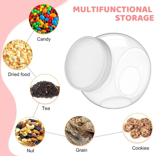 Vista 3 de Umigy 2 juegos de tarros de plástico transparente para dulces con tapas y cucharas, tarros de galletas transparentes de 42 onzas para despensa