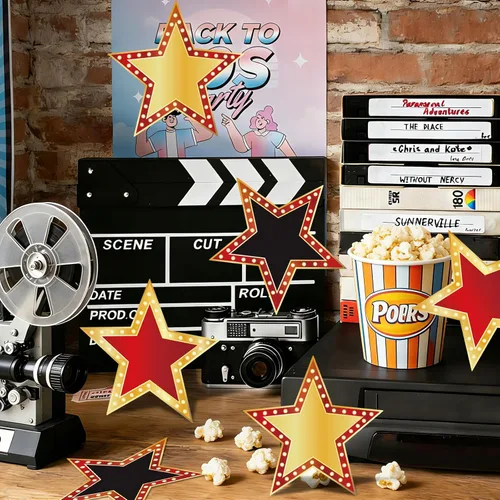Vista 3 de Starboling 90 piezas de cartón de estrella de cine, 3 estilos de alfombra roja, recortes nocturnos para tablón de anuncios, decoración de fiesta