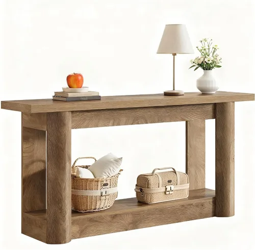 Vista 7 de Tribesigns Mesa consola estrecha de 63 pulgadas, mesa de entrada larga de almacenamiento de 2 niveles, muebles de vestíbulo para sala de estar