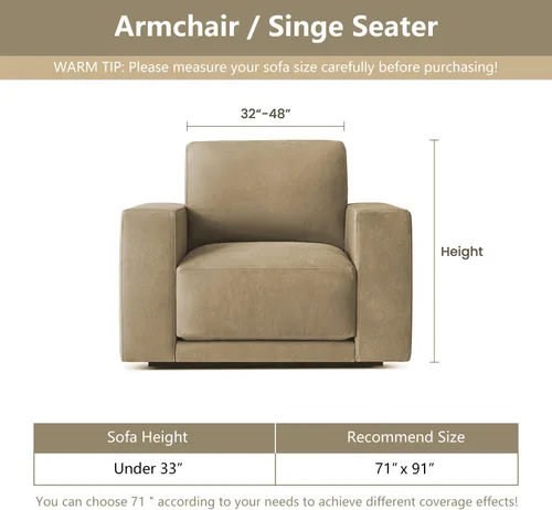 Vista 6 de MYSKY HOME Fundas para sillón, funda para silla reclinable, color beige, fundas de sofá para sofá modular en forma de L, fundas de sofá de gran