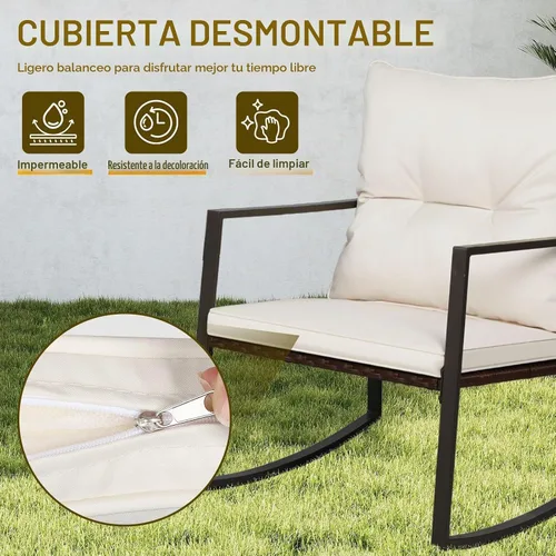 Vista 7 de SUNCROWN - Juego de 3 piezas de muebles de mimbre para exteriores, sillas para el porche, juegos de conversación con mesa de café de cristal