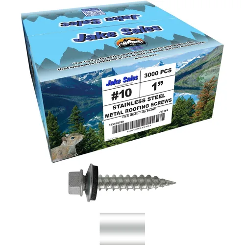 Vista 29 de 9 x 1 ABC Gray Stainless Steel Metal Roofing Screws - Hex Washer Head - Self-Piercing (SP) tip Metal to Wood siding Screws - EPDM Washer. 1 x 250