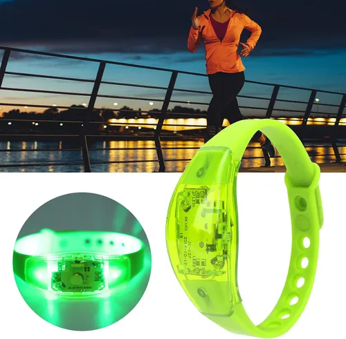Vista 7 de plplaaoo Pulsera LED, pulsera LED de ciclismo, pulsera de silicona ajustable con luz LED, luces de correr para corredores, bandas reflectantes