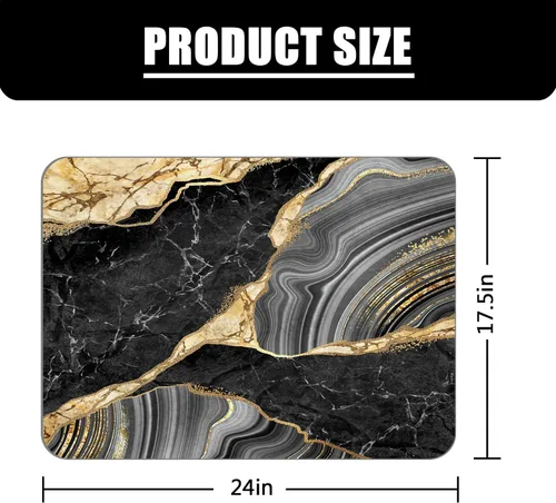 Vista 2 de Alfombra de baño, alfombra de baño de mármol negro y dorado, tapete antideslizante para decoración del hogar, tapete de barro para interiores
