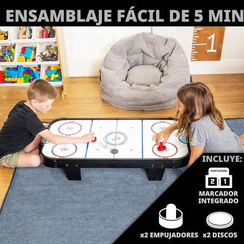 Vista 5 de GoSports Juego de hockey de aire de mesa de 40 pulgadas para niños - negro